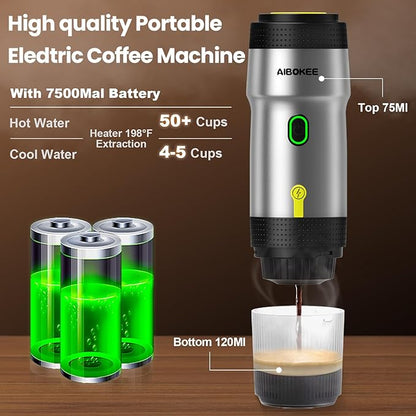 Portable Espresso Maker,3-in-1Portable Coffee Maker,20 Bar Mini Espresso Machine,Self-Heating Travel Coffee Maker Compatible with NS, DG Pods & Ground Coffee, for Camping Hiking,Office,RV
