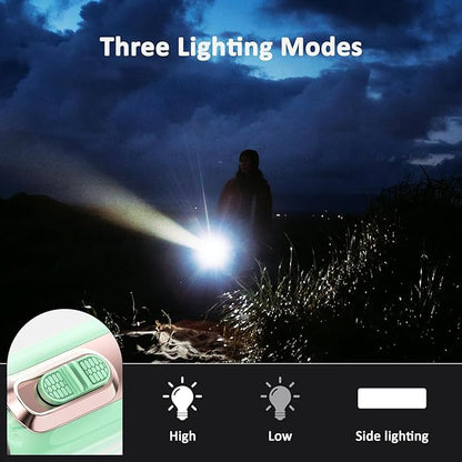 LED Flashlights, Bright Flashlights for Emergencies, Camping, Hiking, Walking, 3 Modes Flash Light with COB Work Light, Capable to Recharge Mobile Devices,fl-LL-5898-g-n