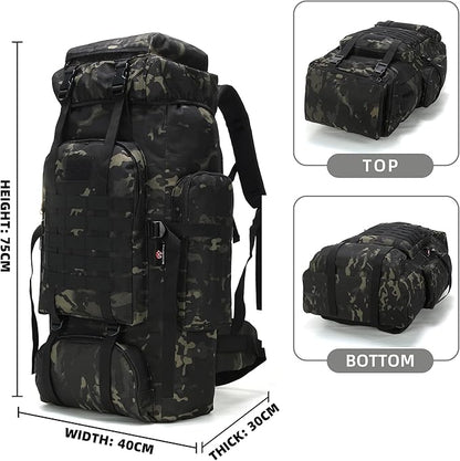 70L Camping Hiking Military Tactical Backpack Outdoor Water-Repellent Adjustable Sport Bags