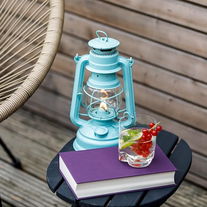 Outdoor Kerosene Fuel Lantern, German Made Weather Resistant Baby Special 276 Galvanized Hurricane Lamp for Camping or Patio, 10 Inches, Pastel Green