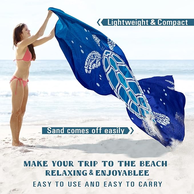 Beach Blanket Sandproof Waterproof 78''×81'' 1-5 Adults Oversized,Compact Lightweight Durable Beach Mat for Travel Camping Hiking Picnic Blanket