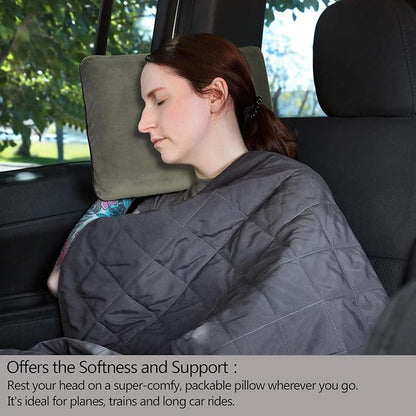 Travel and Camping Pillow -Compressible Memory Foam Pillow for RV, Backpacking, Airplane, Great Neck and Lumbar Support -with Breathable Soft Pillowcase