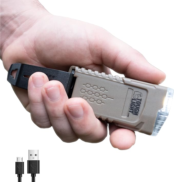 USB Rechargeable LED Emergency Flashlight for Home Power Failure, Waterproof, Small, High Powered for Camping, Hurricanes, Long Lasting with 2 Year Warranty. Has Red and Spot Light.