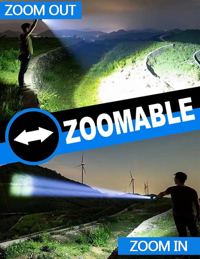 Rechargeable LED Flashlight, 5 Lighting Modes, USB Fast Charging, Drop Resistant, Long Battery Life, Waterproof