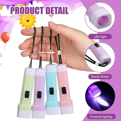 24 Pcs Mini Flashlight Bulk Small Multicolor LED Flashlights with Lanyard Portable Flashlights Lightweight Handheld Flashlight for Night Party Favors Gift Camping Hiking Home(Macaron Style)