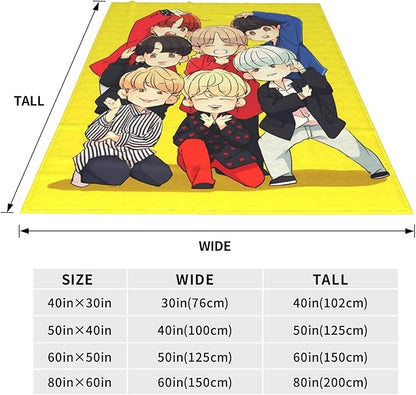 Jung Kook Blanket 50"X40" Soft and Comfortable Warm Fleece Throw Full Picture of Idol Group Blankets Yoga Blankets Beach Blanket Picnic Blankets Gift for Dorm Room Decor Sofa Bed Camping Travel