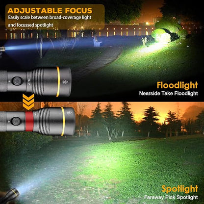 2 Pack Led Flashlights High Lumens Rechargeable — 990000 Lumen Super Bright Flashlight led Flashlight Rechargeable, Rechargeable Flashlights, Powerful flashlights for Home Emergencies Camping Hiking