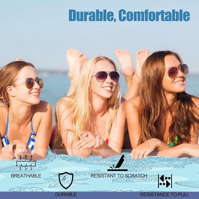 Beach Blanket Waterproof Sandproof Beach Mat Oversized 79" X 83" with 4 Stakes for 2-8 Adults, Soft and Durable, Sand Free, Light Weight, Perfect for Beach Travel Camping Outdoor Hiking