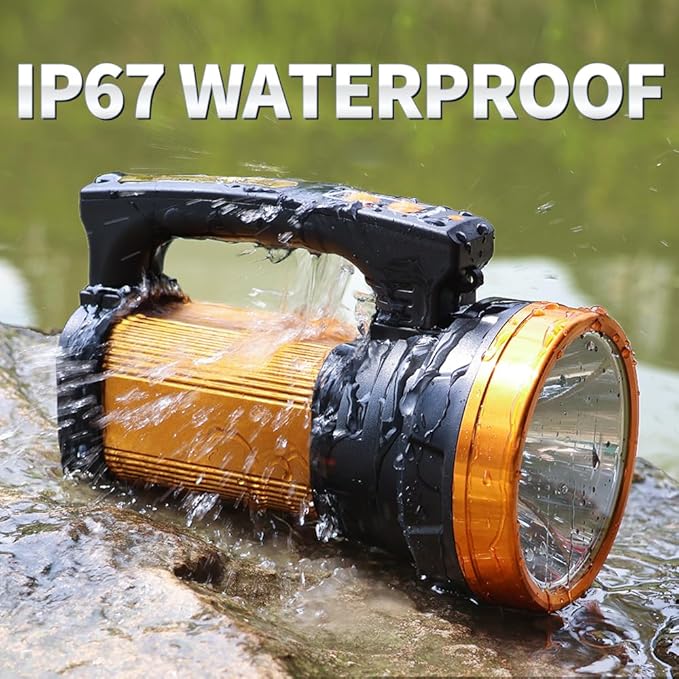 1000,000LM Spotlight 13600mAh Spotlight Flashlight 80H Long Lasting IP67 Waterproof Rechargeable Spotlight 3Modes Spot Light for Outdoor Indoor Camping Home Emergency