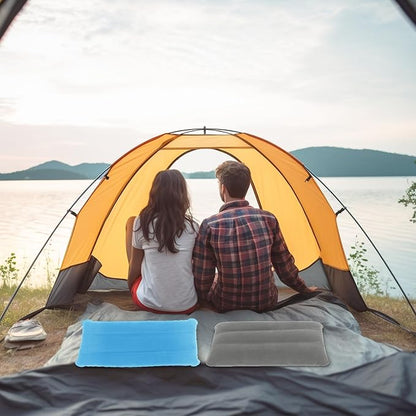 2 Pack Ultralight Inflatable Camping Pillows for Sleeping & Travel, Camp Pillow Backpacking for Sleeping, Inflatable Beach Ergonomic Pillows for Camping Hiking Home Sleeping (Sky Blue+Gray)