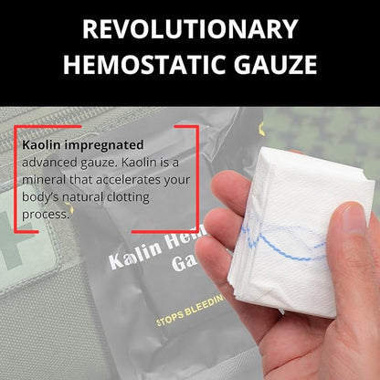 First Aid Advanced Quick Clotting Combat Gauze - Flexible Hemostatic Gauze - to Stop The Bleed kit Faster with Quick Clotting - Survival Kit Supplies - 3" x 12.5' - Pack of 5