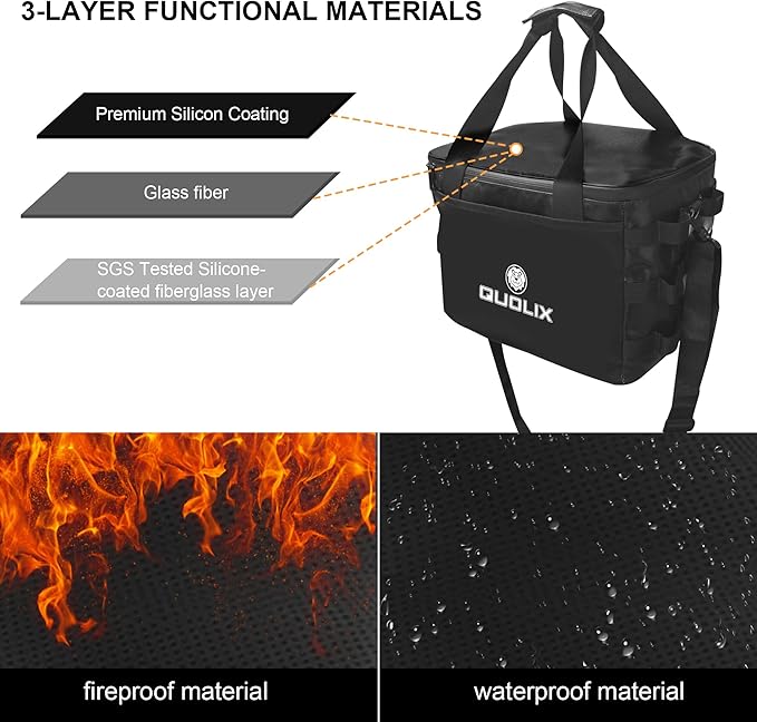 Portable Waterproof Fireproof Camping Storage Bag, Grill Carry Bag, Cookware Organizer, Outdoor Case for Tailgating, Grilling, Bag Only