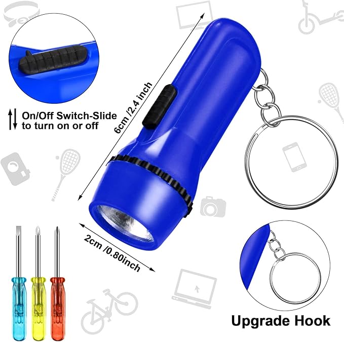 Mini Screwdriver Keychain Bulk LED Flashlight Set Mini Hand Tool Bulk Gifts for Men Adult Father's Day Gifts Birthday Dad Gifts(48 Pcs)