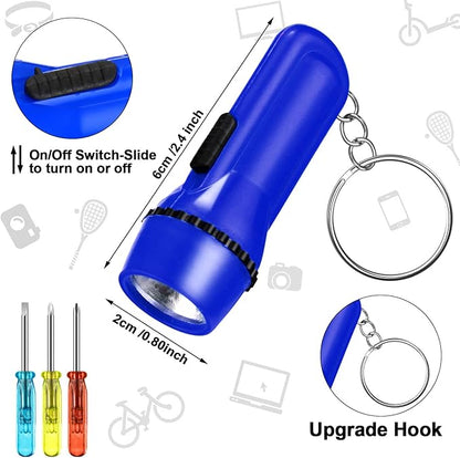 Mini Screwdriver Keychain Bulk LED Flashlight Set Mini Hand Tool Bulk Gifts for Men Adult Father's Day Gifts Birthday Dad Gifts(48 Pcs)
