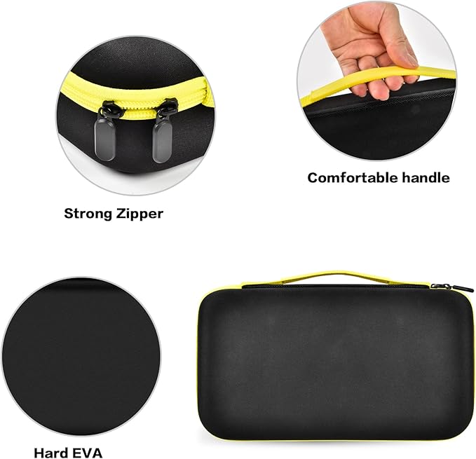 ANKHOH Walkie Talkie Case Holder for 50 Channel GMRS Two-Way Radio, Long Range Handheld Mobile Radios Hard Storage Carrying Box for Rechargeable Batteries, Charger and Headset,Black-Yellow(Bag Only)