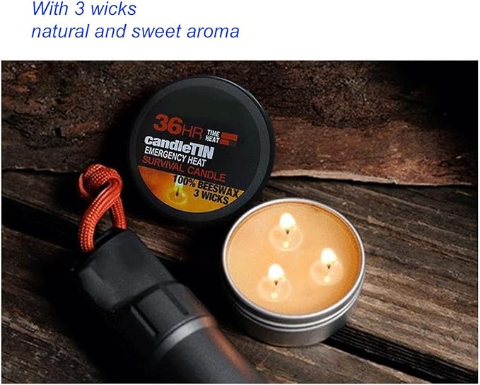 3 Wick 36 Hour Emergency Candle, Long Lasting Survival Candle with Aroma Slow Burn Beeswax Wax Camping Candle Scented Candle for Emergency, Camping, Hiking, Essential