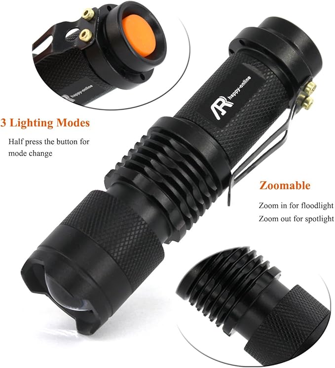 3 Pack Red Light Flashlight, 3 Modes Mini Red LED Flashlight, Zoomable Red Flashlight Torch with Clip for Night Vision, Astronomy, Aviation, Night Observation