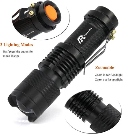 3 Pack Green Light Flashlight, Zoomable 3 Modes Mini Green LED Flashlight, Green Flashlight Torch for Hiking, Camping, Night Observation