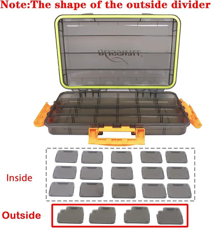 BLISSWILL Fishing Tackle Storage Trays,Fishing Tackle Box,Storage Organizer Box,3600/3700 Tackle Trays with Removable Dividers,Tea-Colored Transparent Waterproof Fishing Tackle Storage
