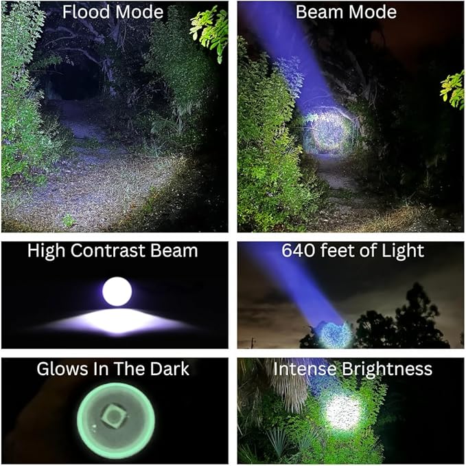 Bright Light Tactical Flashlight - Battery Powered AA Flashlight, 1200 Lumens, 5 Modes, P50 LED, High Contrast, Won't Get Hot, Zoom, Weatherproof, Billet Aluminum, Ideal for Camping and Emergency