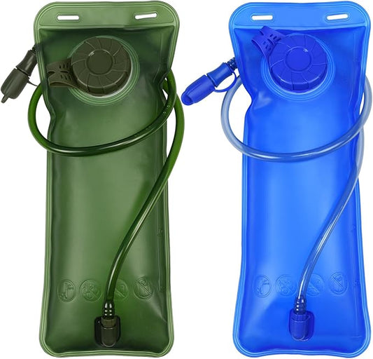 1.5/2/2.5/3L Hydration Bladder, 2pcs Water Bladder, Leakproof Water Reservoir for Hiking Biking Climbing Cycling Running Camping Backpack, Blue and Army Green
