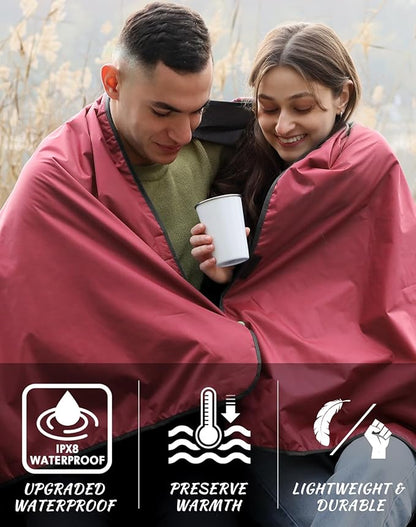 DUKUSEEK Stadium Blanket for Outdoor Sports, Waterproof Hooded Blankets for Watching Football Games, Sideline, Dog, Car, Travel, Large 79"x 59"