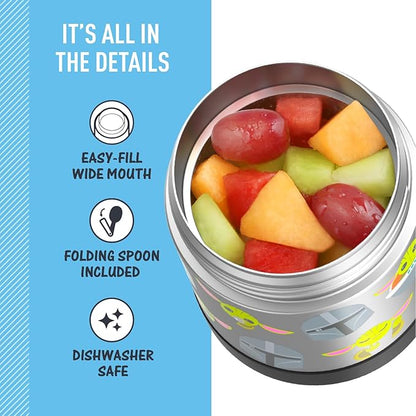 Thermostat Kids Vacuum Insulated Food Jar with Spoon, Mandalorian, 10 Ounce, Stainless Steel