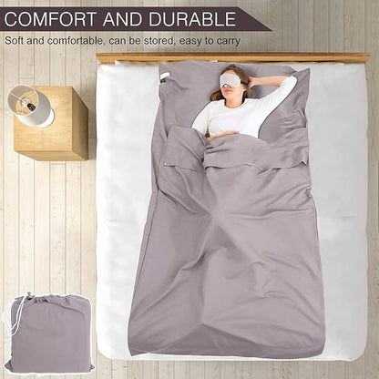 Sleeping Bag Liner and Camping Sheet, Camping & Travel Sheets for Adults, Lightweight Double Sleep Sack for Outdoor Travel Hiking Hotels Picnics
