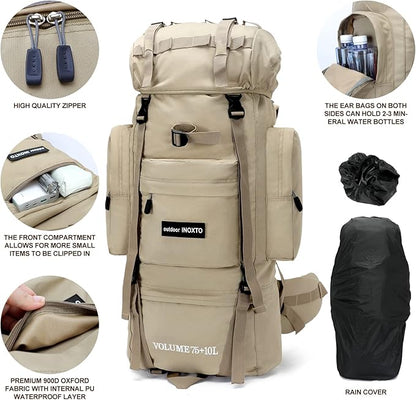 85L Lightweight Internal Frame Hiking Backpack for Men Women, Waterproof Travel Camping Backpack with Rain Cover