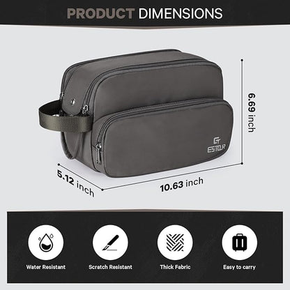 Toiletry Bag for Men, Travel Toiletry Bag Travel Essentials, Dopp Kit Water-resistant Shaving Bag,Bathroom Bag Toiletries Organizer, Mystery Gray(Polyster)