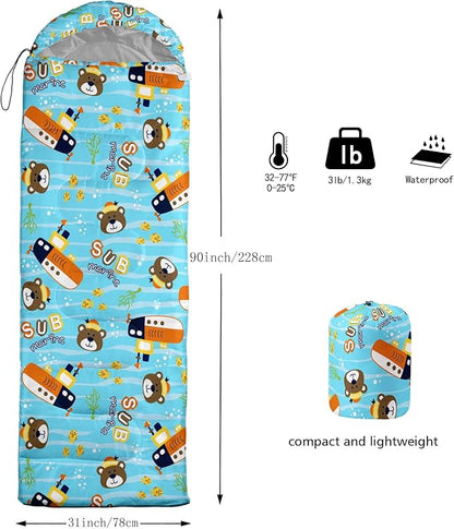 Kids Sleeping Bag for Boys and Girls,Monster Alien Print-Lightweight Warm Portable Outdoor Indoor-Waterproof Cold Weather Resistant Sleeping Bag for Camping Hiking