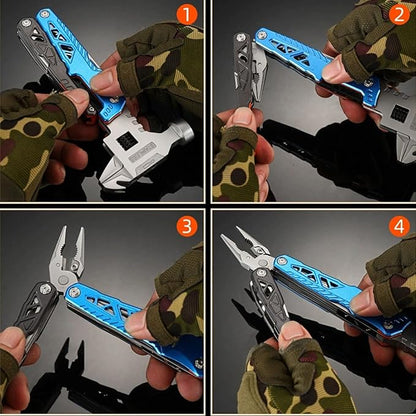 18-in-1 Adjustable Wrench Multitool Hammer, with 7-in-1 Camping Utensils Flatware Set, All-in-One Survival Camping Multi Tool, Hiking, and Everyday Use(Black)