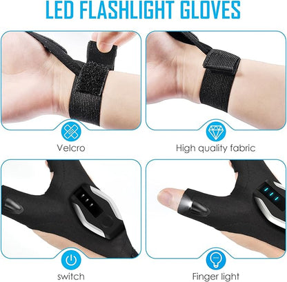 KEZKALS Father's Day Gifts, LED Rechargeable Flashlight Gloves, Mens Gifts for Dad, Birthday Gifts for Men Him, Husband, Grandpa, Fishing Gifts for Men, Gifts for Men Who Have Everything