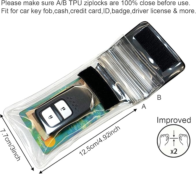 DRIPAC Waterproof Car Key FOB Case Waterproof Wallet Waterproof Holder Pouch For Key ID Badge Credit Card Money（Orange）