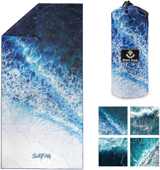 4Monster Microfiber Beach Towel Quick Dry,Super Absorbent Lightweight Travel Towel for Swimmers, Sand Free Camping Towel, Beach Towels for Pool, Swim, Water Sports,Yoga,Gym,Backpacking