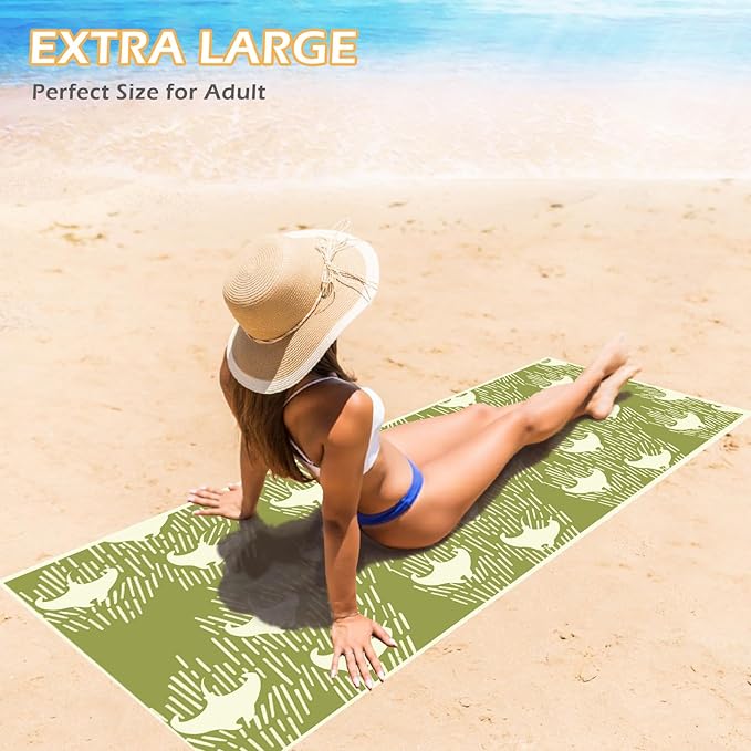 Eunzel 2 Pack Microfiber Beach Towel, Quick Dry Travel Towel Large Sand Free Towel for Beach, Camping, Swim Pool, Gym, Sports& Yoga 71"x32", Fish