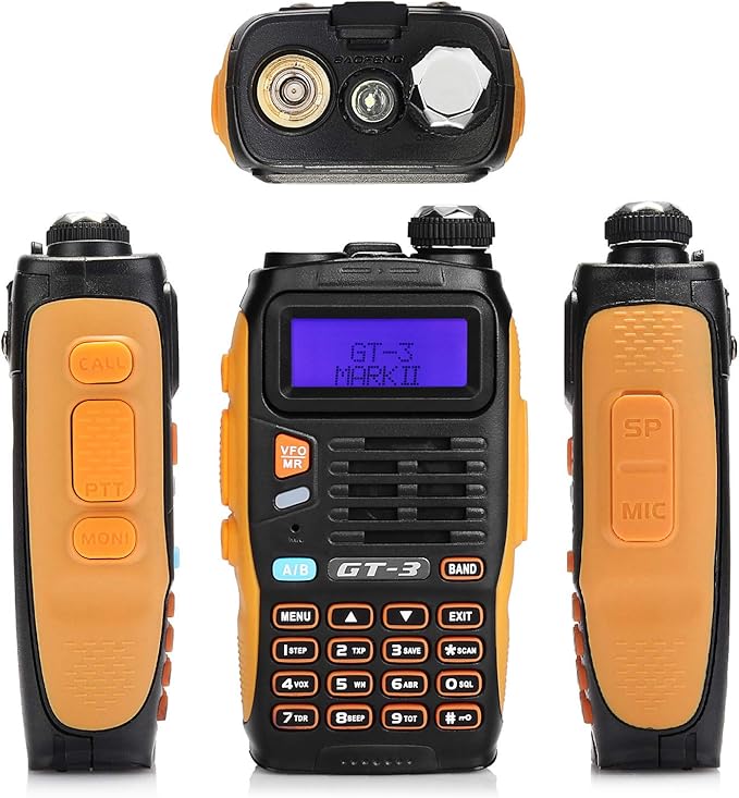 BAOFENG GT-3 Mark-II Two Way Radio, Rechargeable Dual Band Walkie Talkie, Chipsets Upgraded, Remote Speaker and Car Charger
