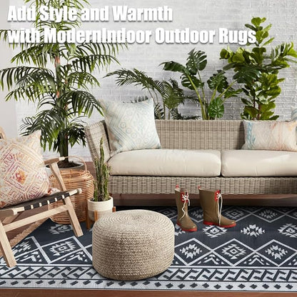 LILIOFFIC Outdoor Rug Waterproof 6x9 ft Outdoor Carpet Patio Rug Mat Reversible RV Camping Rug Plastic Straw Rug Outside Outdoor Area Rug for Patio Deck Balcony Backyard Picnic Beach