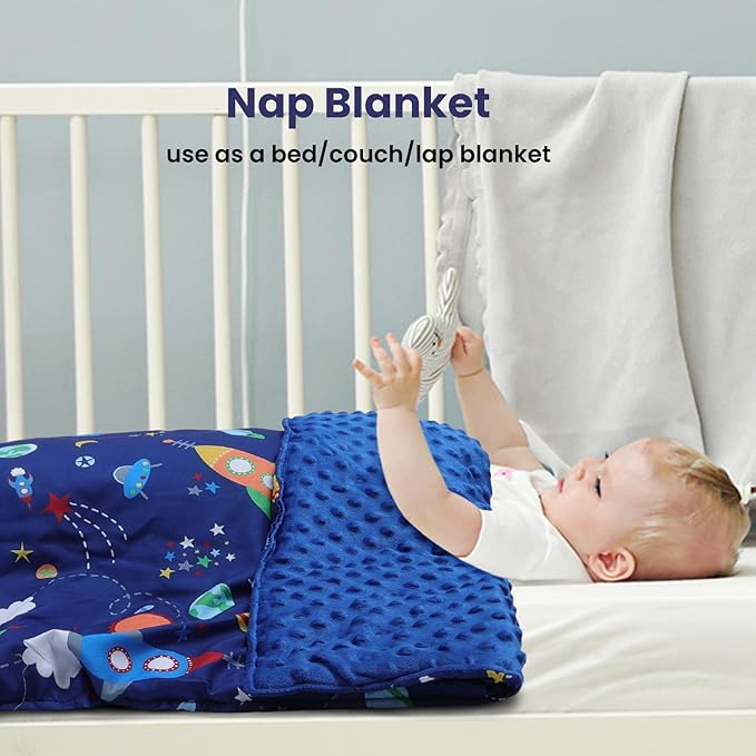 Kids Sleeping Bag Nap Mat with Removable Pillow and Blanket,Extra Thick Large 2 in 1 Slumber Bags for Boys Girls,Toddler Nap Mat for Preschool Daycare Travel Camping