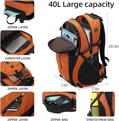 40L Waterproof Lightweight Hiking,Camping,Travel Backpack for Men Women