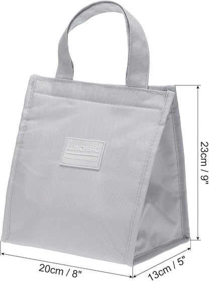 PATIKIL Insulated Lunch Bags, 8"x5"x9" Reusable Bento Bags Thermal Lunch Tote Portable Food Containers Bag for Men and Women, Grey