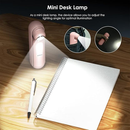 4 IN 1 Portable Handheld Fan,Personal Foldable Cooling Fan, Mini Pocket Fan,Desk Fan,Hand Fan,Flashlight,Power Bank,Table Lamp,Camping Travel Beach Fan, Birthday Gifts for Women Men(Pink)