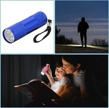 PATIKIL 9 LED Mini Flashlights, Aluminum Pocket Flashlight Torch with Lanyard for Camping, Hiking, Outdoor Emergencies, Blue