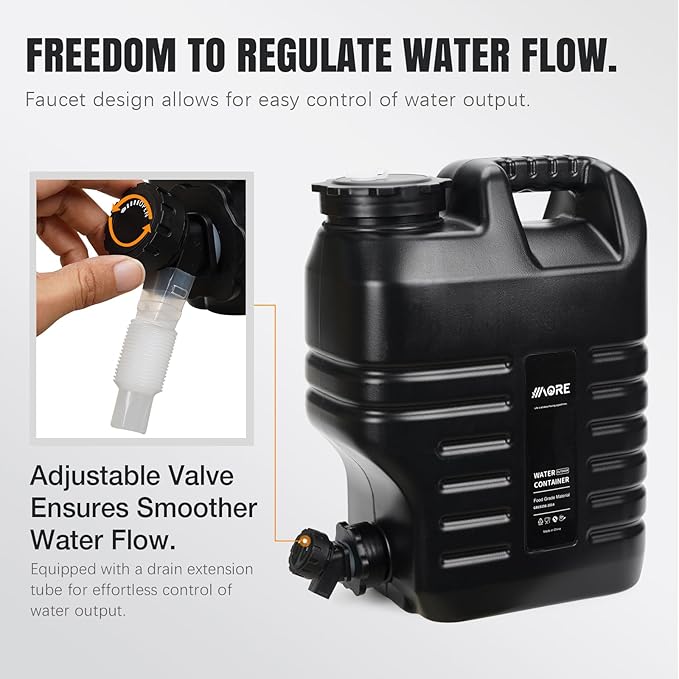 Camping Water Jug, Camping Water Container,3.17 Gallon BPA Free Water Storage with Spigot, Large Water Tank,Portable Emergency Water Storage for Camping,Car, Hiking, Hurricane Supplies.Black