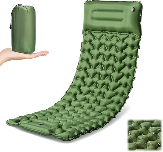 Sleeping Pad for Camping - Ultralight (1.9lbs) Inflatable Camping Mattress with Built-in Pillow & Foot Pump, 4" Thick Compact Air Pad for Backpacking, Hiking, Traveling, One-Second Deflation
