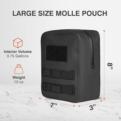 Large Waterproof Submersible Tactical MOLLE Pouch for Hiking, Boating, Tools and Gear. Durable Thermoplastic Design is Compatible with Backpacks, Tactical Belts, Waist Bags and More