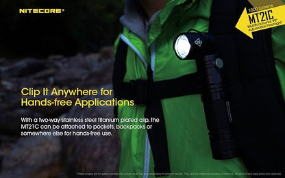 Nitecore MT21C LED Flashlight, 1000 Lumen Right Angle 90 Degree Tiltable Head L-Shape USB Rechargeable with Hard Duty Holster