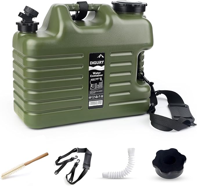 5 Gallon Water Jug, Camping Water Container BPA Free Water Storage with Spigot No Leakage Portable Emergency Water Tank for Outdoor Hiking Camping Picnic Supplies Green
