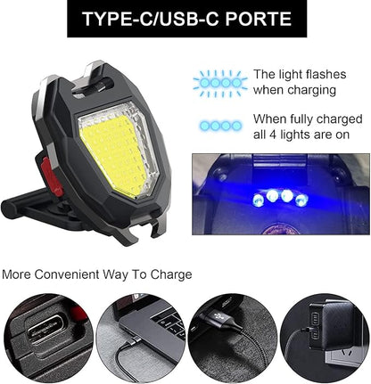 MAKDAK COB Keychain Work Light Keychain Flashlight - Emergency Light with 7 Light Mode,Build in Lighter,Magnet Base and Folding Bracket Bottle Opener, for Camping Fishing 2Pack