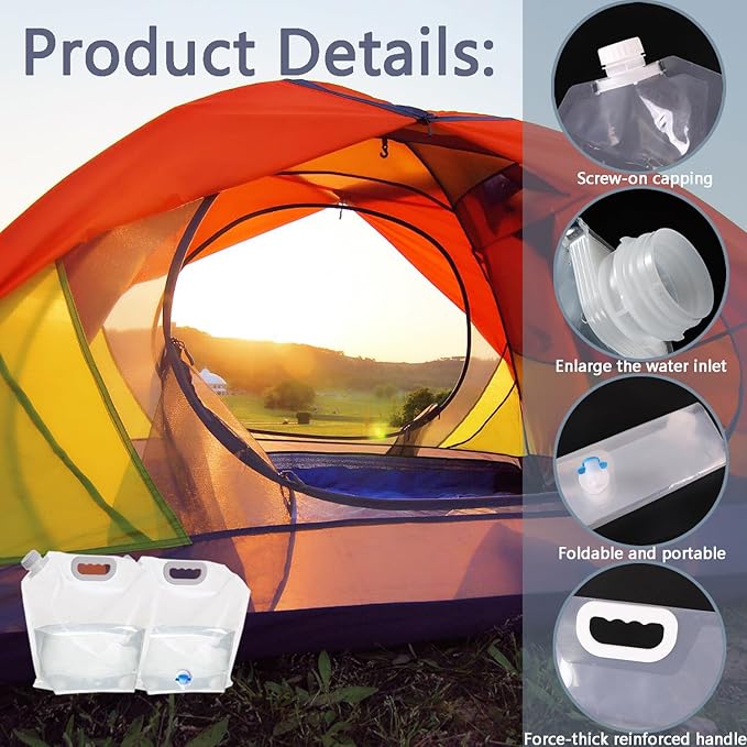 Collapsible Water Jug Container Outdoor Folding Water Bag for Camping, Hiking, and Emergency Preparedness Portable Leakproof Water Reservoir with Spout and Collapsible Design (2.6 Gal)